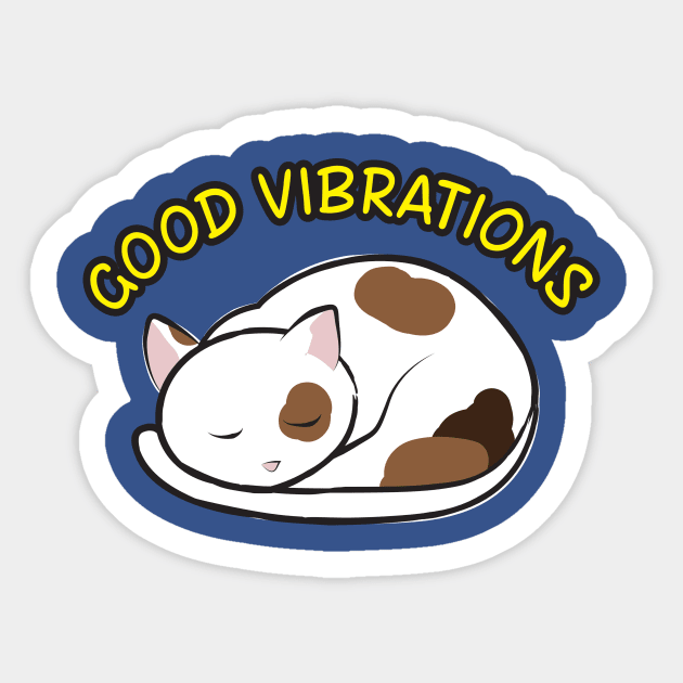 Purrs are Good Vibrations Sticker by LittleBearArt